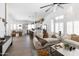 Bright, open-concept living room showcasing modern design with kitchen island, and stylish furniture at 802 N Lisbon Dr, Chandler, AZ 85226
