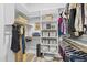 Custom walk-in closet featuring built-in shelving, hanging rods, and ample storage baskets for organization at 21228 E Excelsior Ave, Queen Creek, AZ 85142