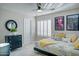 Bedroom with neutral walls, a ceiling fan, and shuttered windows for ample natural light at 5281 W Quail Ave, Glendale, AZ 85308