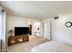 Bright bedroom with a closet, carpet, and a vanity at 10137 W Forrester Dr, Sun City, AZ 85351