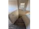 Carpeted staircase leading downstairs with handrails, offering a safe and accessible transition between floors at 12547 W Pasadena Ave, Litchfield Park, AZ 85340