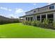 Backyard view of the new turf lawn, landscaping, and home at 7180 W Tombstone Trl, Peoria, AZ 85383