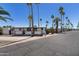 Charming mobile home with well-maintained landscaping and mature palm trees lining the street at 4065 E University Dr # 228, Mesa, AZ 85205