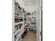 Well-stocked walk-in pantry with multiple shelves providing ample storage space for various food items and appliances at 13820 W Weaver Ct, Litchfield Park, AZ 85340