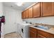 Well-equipped laundry room with washer, dryer, sink, cabinets, and plenty of storage space at 20121 N 76Th St # 2058, Scottsdale, AZ 85255