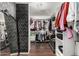 Walk-in closet with shelving and hanging space, and a decorative geometric patterned wall at 5110 E Mark Ln, Cave Creek, AZ 85331