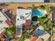 Aerial view of a home showcasing its pool, outdoor living space, and well-maintained landscaping at 7821 N Via De La Sombre --, Scottsdale, AZ 85258