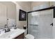 Bathroom features a glass enclosed shower, providing a modern and functional space at 8633 E Kael Cir, Mesa, AZ 85207