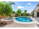 Backyard with pool, spa, lush foliage and ample space for relaxation and entertainment at 1904 E Grand Canyon Dr, Chandler, AZ 85249