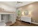 Cozy bedroom features a white loft bed and an elegant accent wall at 35556 N 87Th Pl, Scottsdale, AZ 85266