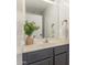 Stylish bathroom featuring dark cabinets, a cream colored countertop, and modern fixtures at 7227 S 13Th Way, Phoenix, AZ 85042