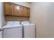 The laundry room features a full-sized white washer and dryer with cabinets above at 2527 E Villa Theresa Dr, Phoenix, AZ 85032