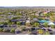 Aerial view of a community center with a circular driveway and ample parking at 3417 E Los Gatos Dr, Phoenix, AZ 85050