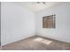 Neutrally colored bedroom with a ceiling fan and window allowing natural light at 3742 E Sandy Way, Gilbert, AZ 85297