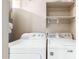 Laundry room featuring white washer and dryer with shelving at 7101 W Beardsley Rd # 542, Glendale, AZ 85308
