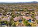 Expansive aerial view of a desert community, showcasing homes, desert vegetation, and distant mountains at 7335 E Quail Track Rd, Scottsdale, AZ 85266