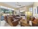 Bright living room with a fireplace and comfortable seating, perfect for relaxing or entertaining at 7335 E Quail Track Rd, Scottsdale, AZ 85266