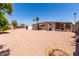 Expansive backyard featuring neutral gravel, mature trees, and convenient storage at 8632 E Delilah Ave, Mesa, AZ 85208