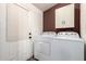 A well-lit laundry room featuring a washer, a dryer, and a utility closet at 9822 E Main St # 4, Mesa, AZ 85207