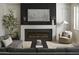 Modern fireplace with sleek design, creating a cozy and inviting atmosphere in the living space at 2854 E Virginia St, Mesa, AZ 85213