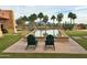 Resort-style pool is surrounded by palm trees and mountains providing a calming and luxurious outdoor space at 3649 E Hazeltine Way, Chandler, AZ 85249