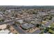 Overhead view of a home featuring a private pool and landscaped yard within a well-established neighborhood at 524 W Sunset Cir, Mesa, AZ 85201
