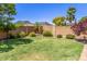 Backyard featuring lush green grass, desert landscaping, and a block wall at 5541 W Desperado Way, Phoenix, AZ 85083
