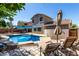 Backyard pool with an in-ground pool and patio furniture for relaxing and enjoying the outdoors at 12601 W San Miguel Ave, Litchfield Park, AZ 85340