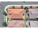 Overhead view of a private backyard with a pool, patio, and meticulously landscaped garden at 3634 E Perkinsville St, Gilbert, AZ 85295