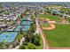 Panoramic aerial showcasing multiple amenities including tennis courts, baseball field, and manicured landscaping at 4228 N 81St St, Scottsdale, AZ 85251