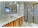 Cozy bathroom features a shower and vanity with generous storage at 111 S Greenfield Rd # 467, Mesa, AZ 85206