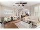 Bright living room with hardwood floors, neutral palette, and comfortable seating at 1134 S Lydia Ln, Gilbert, AZ 85296
