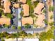 Bird's-eye view of a residential community, showcasing the building layouts, parking, and surrounding lush landscaping at 1287 N Alma School Rd # 171, Chandler, AZ 85224