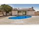 A beautiful backyard swimming pool, patio, and solar panels at 1906 N Evergreen St, Chandler, AZ 85225