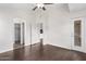 Large bedroom features wood flooring, ceiling fan, and access to adjoining rooms at 2250 E Deer Valley Rd # 26, Phoenix, AZ 85024