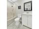 Bathroom with white vanity, modern fixtures, and unique hexagon tile flooring at 5612 E Emile Zola Ave, Scottsdale, AZ 85254