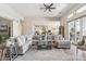 Open-concept living room featuring stylish furnishings, large windows, and seamless flow to the kitchen at 8396 E Granite Pass Rd, Scottsdale, AZ 85266