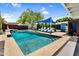 Backyard features a sparkling pool with several lounge chairs for sunbathing at 1029 E Palo Verde Dr, Phoenix, AZ 85014