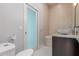 Bathroom featuring modern fixtures, floating vanity, soaking tub, and sleek tile design at 14821 N 62Nd Ave, Glendale, AZ 85306