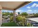 Private balcony with artificial turf and views of the community and landscaping at 7430 E Chaparral Rd # A222, Scottsdale, AZ 85250