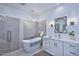Stylish bathroom featuring a freestanding tub, modern vanity, and elegant tile work at 7596 N Via De La Siesta --, Scottsdale, AZ 85258