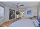 Spacious main bedroom with sliding glass doors to a patio, wood floors, and neutral decor at 7596 N Via De La Siesta --, Scottsdale, AZ 85258
