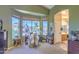 Spacious main bedroom features a large bay window and a decorative ceiling fan for comfort and style at 838 E Nolan Pl, Chandler, AZ 85249