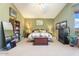 Spacious main bedroom features a large bay window and a decorative ceiling fan for comfort and style at 838 E Nolan Pl, Chandler, AZ 85249