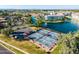 Aerial view of the community pickleball courts with lake views at 919 W Yellowstone Way, Chandler, AZ 85248