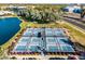Aerial view of the community pickleball courts with lake views at 919 W Yellowstone Way, Chandler, AZ 85248