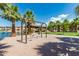 Community playground with swings set in a sand area surrounded by palm trees at 919 W Yellowstone Way, Chandler, AZ 85248