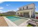 Home exterior with a pool, artificial turf and outdoor seating at 10144 E Toledo Ave, Mesa, AZ 85212