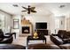 Comfortable living room with a cozy fireplace and entertainment center, perfect for relaxing at 13300 E Via Linda Dr # 1058, Scottsdale, AZ 85259