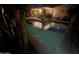Inviting backyard pool illuminated at night, complete with a covered patio and lush, tropical landscaping at 2110 E Williams Dr, Phoenix, AZ 85024